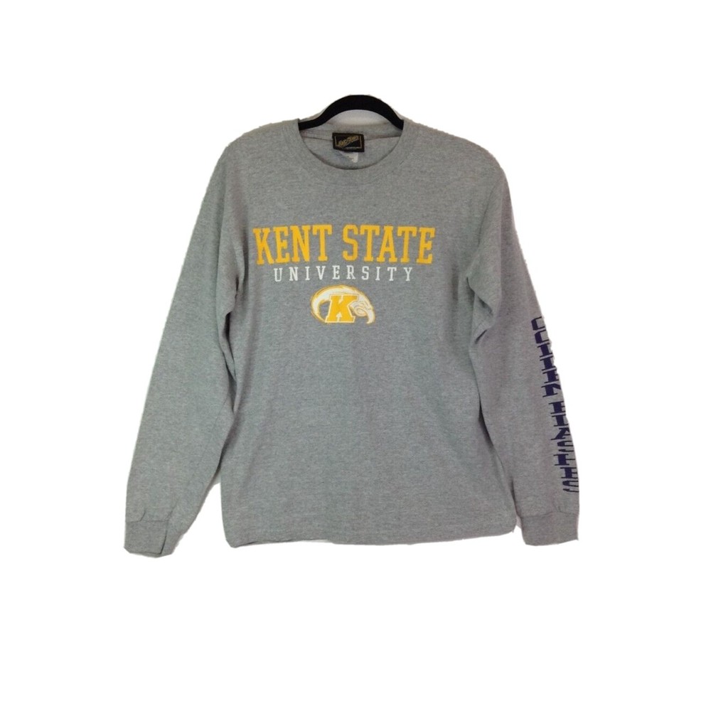 Kent State University Logo Long Sleeve Men's Tee Gray T-Shirt Size M